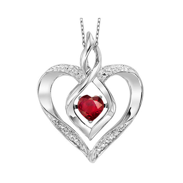 Silver Created-Garnet 1/4Ctw Pendant