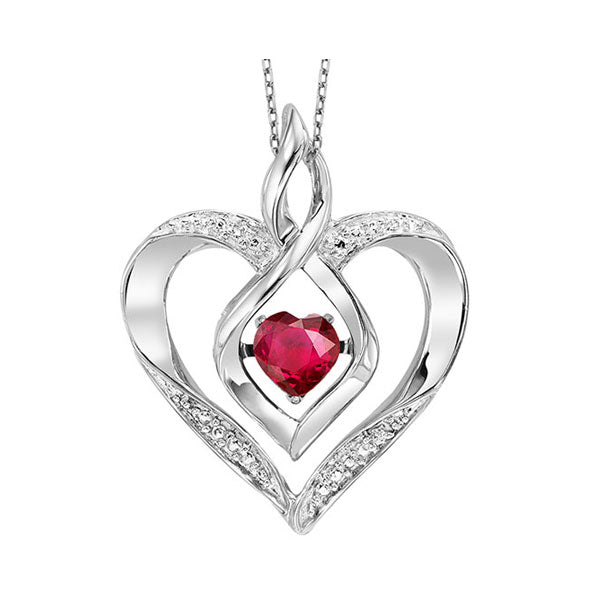 Silver Created Ruby 1/4Ctw Pendant