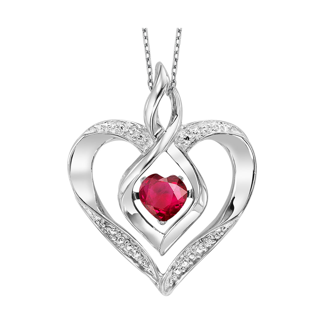 Silver Created Ruby 1/4Ctw Pendant