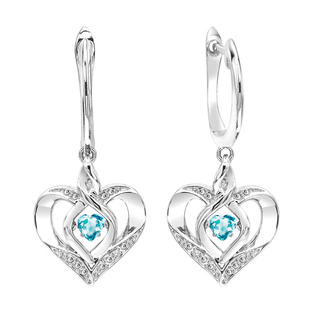 Silver Diamond 1/50Ctw & Created-blue Topaz 1/8Ctw Earring