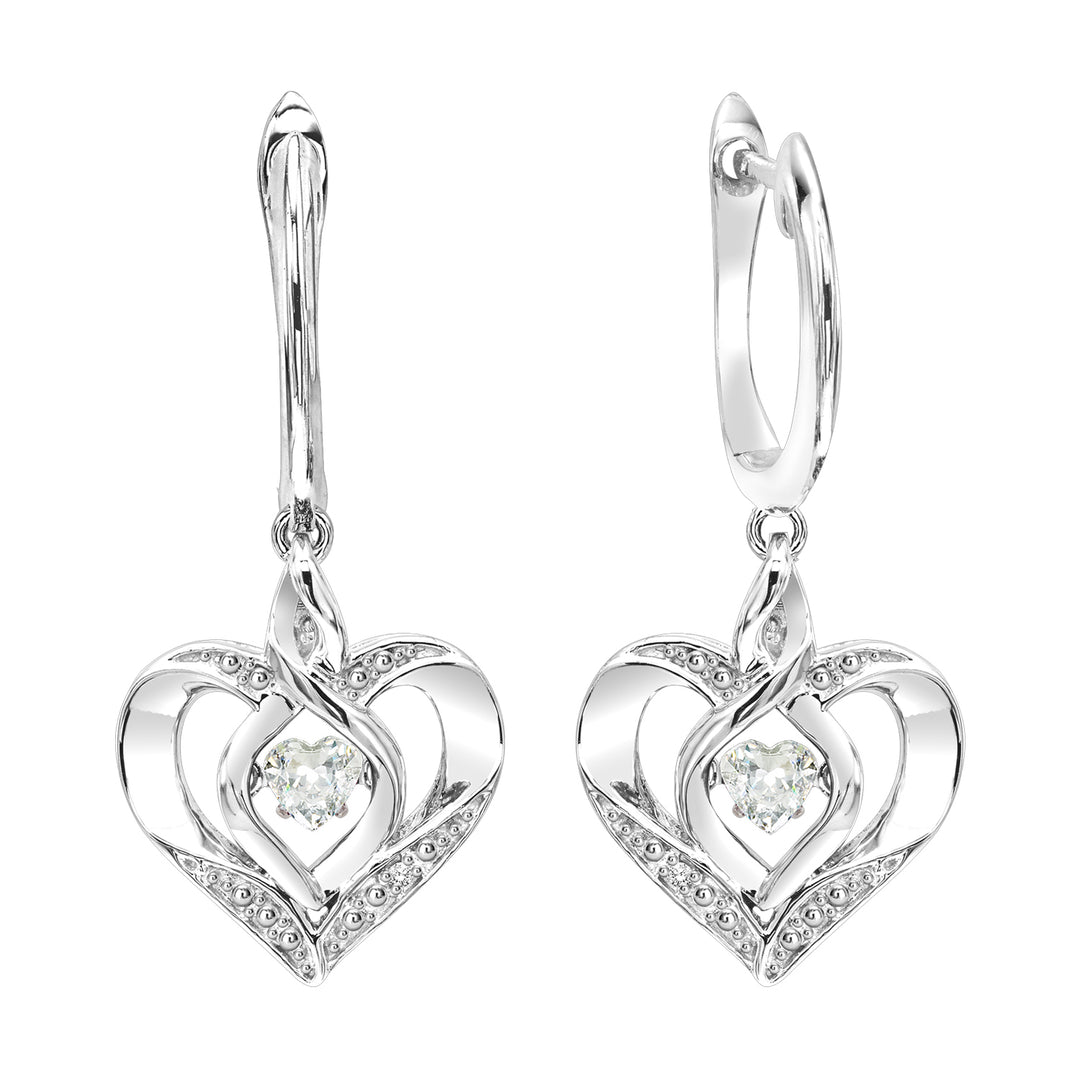 Silver Diamond 1/50Ctw & Createdwhite Topaz 1/4Ctw Earring