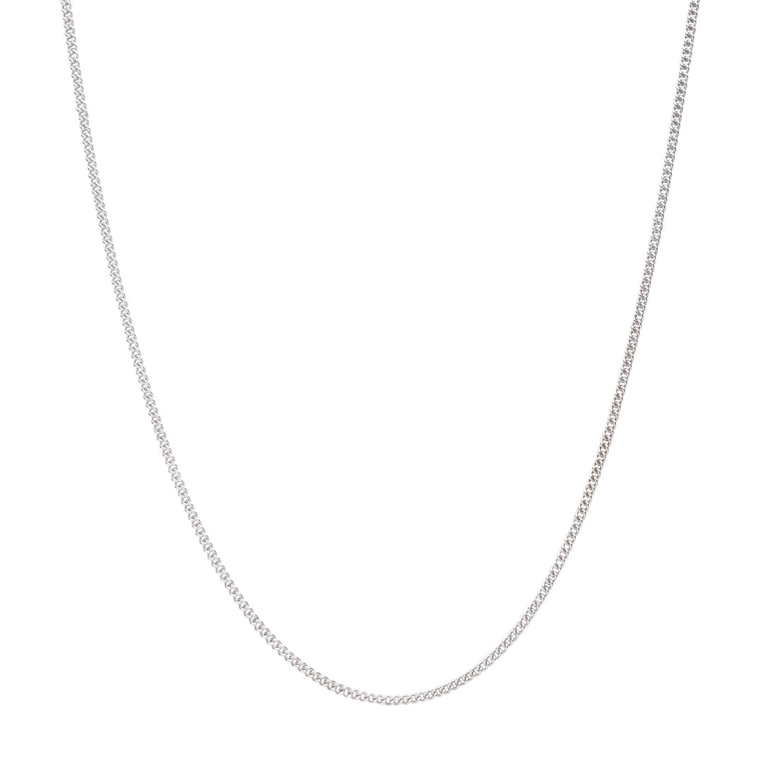 925 Sterling Silver Rhodium IP Curb Chain Necklace