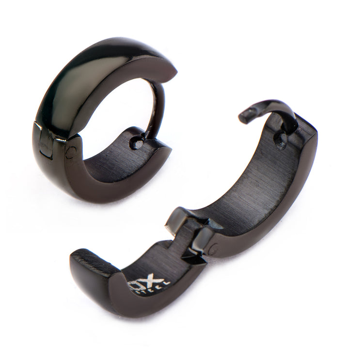 9mm/4mm Inox Jewelry Black IP Huggies Earrings