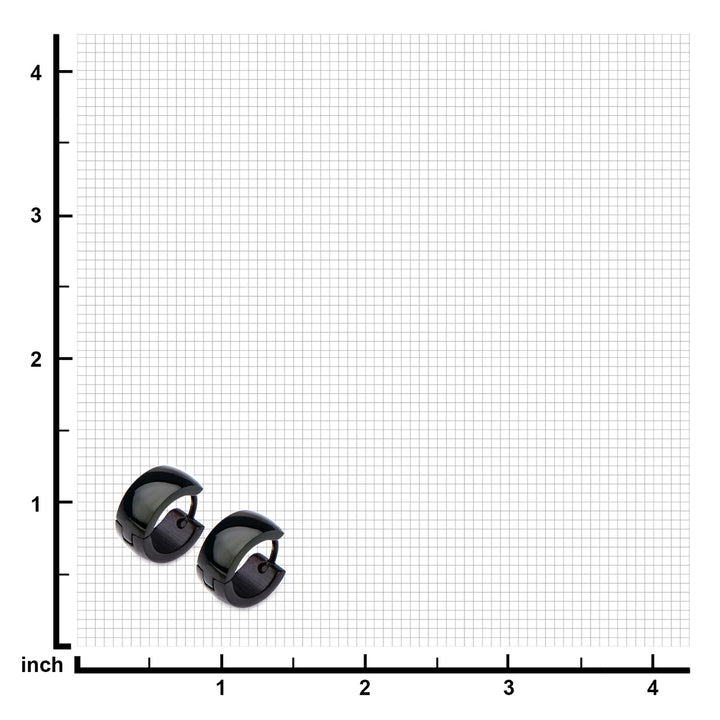 9mm/6mm Inox Jewelry Black IP Huggies Earrings