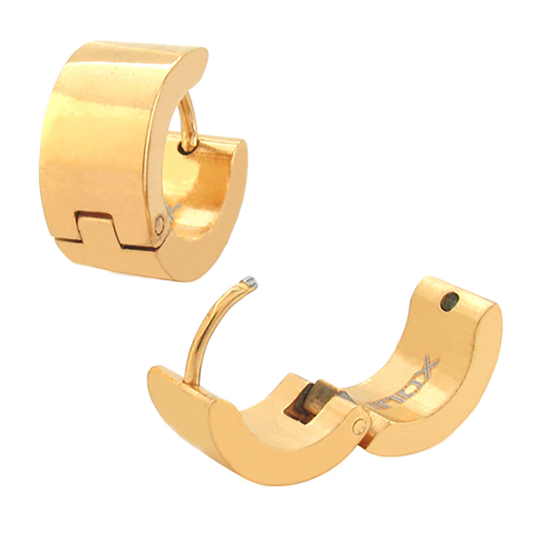 Gold IP Huggies Plain Earrings