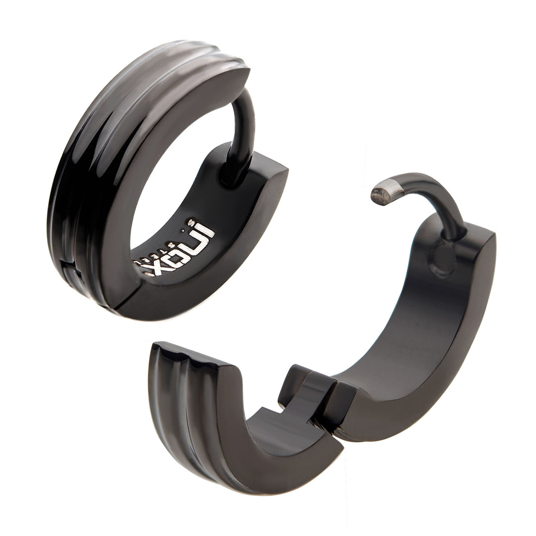 Black IP Huggie Earrings