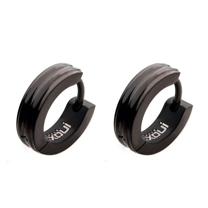 Black IP Huggie Earrings