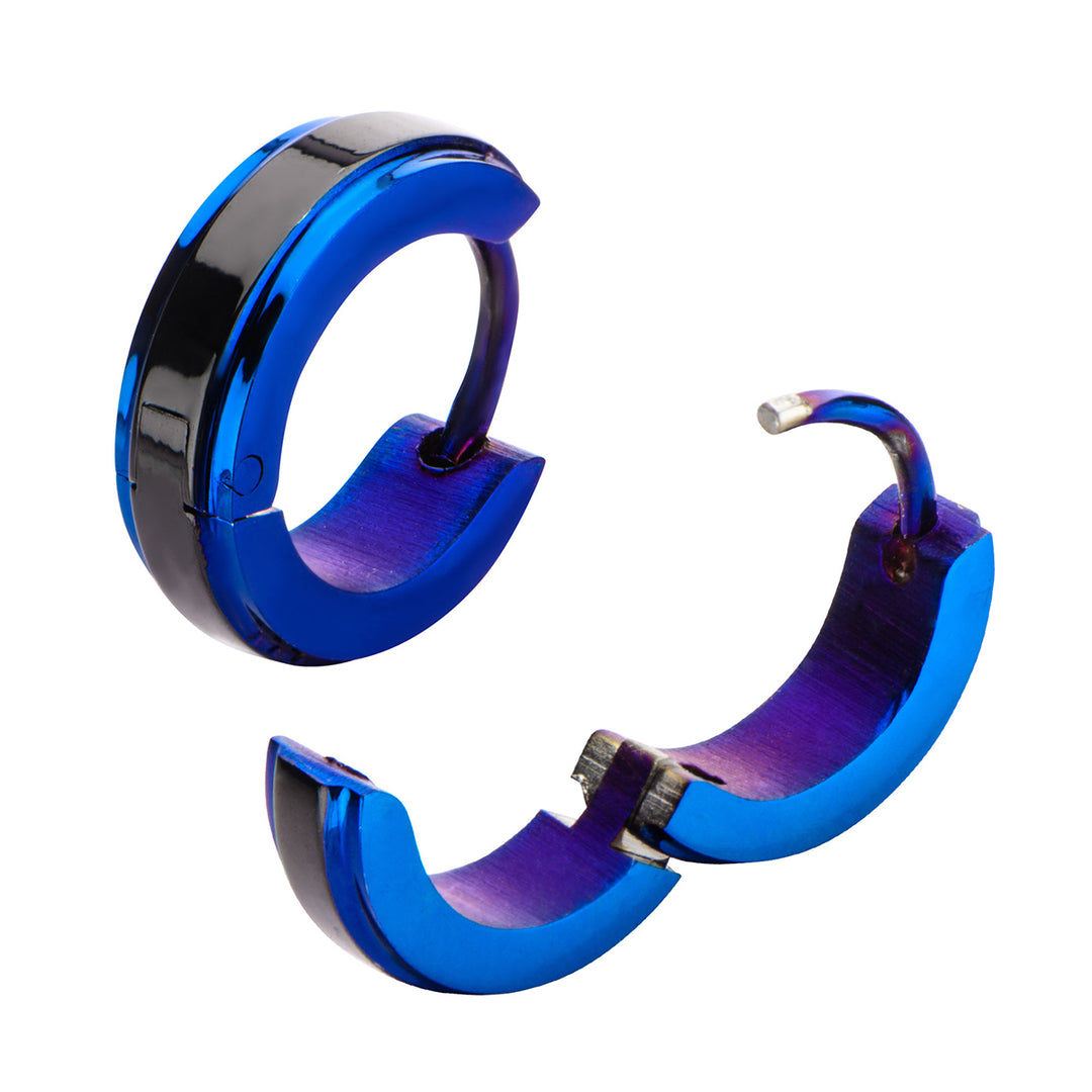 Black & Blue IP Side Lines Huggie Earrings