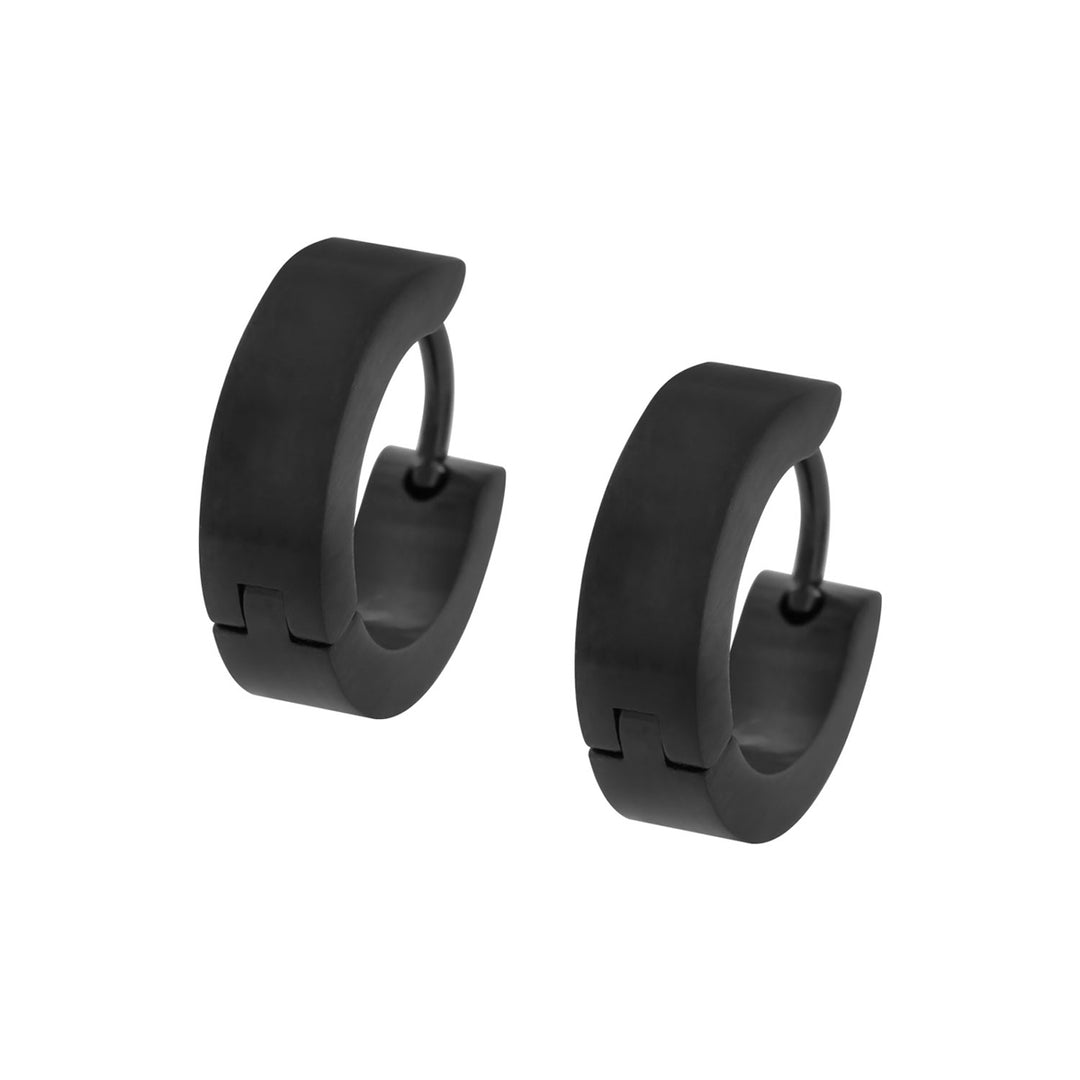 Black IP 4mm Huggies Earrings