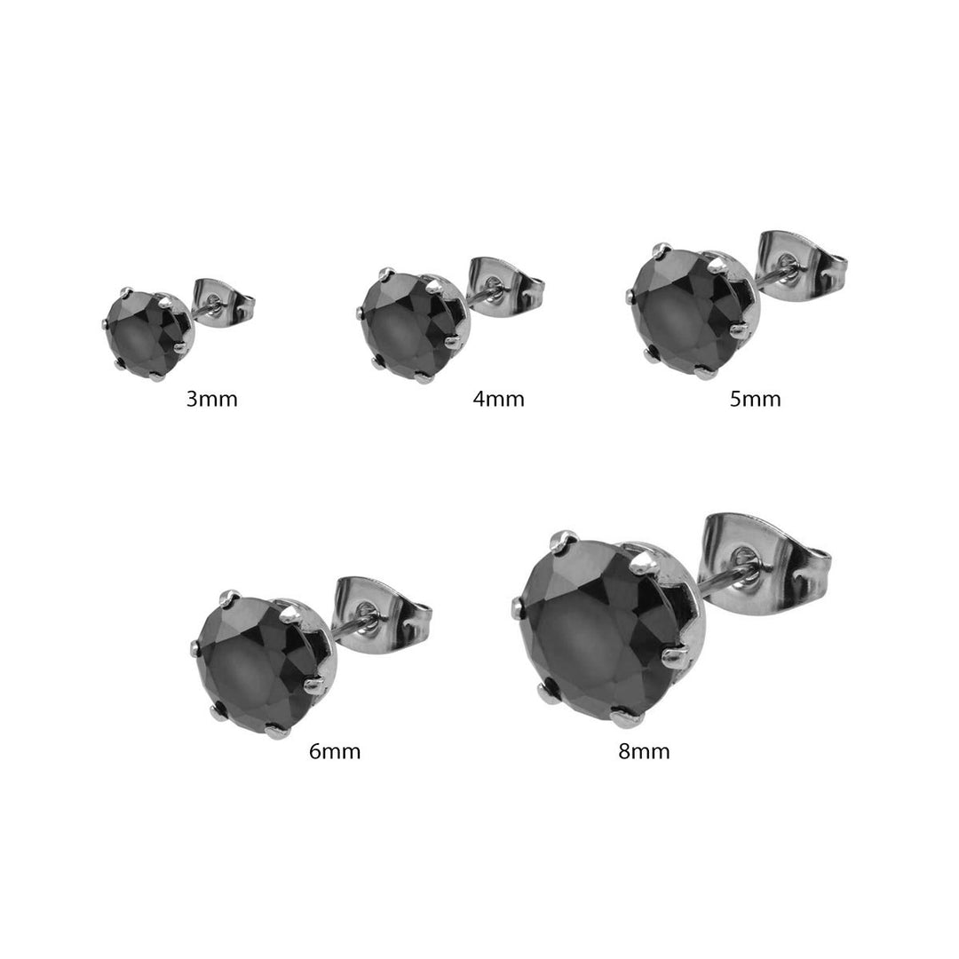 Prong Set Black CZ Stud Earrings (Unisex)