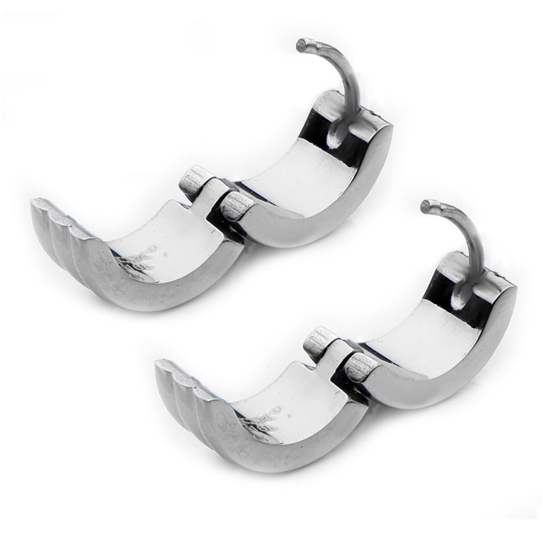 Three Bars Polished Huggies Earrings