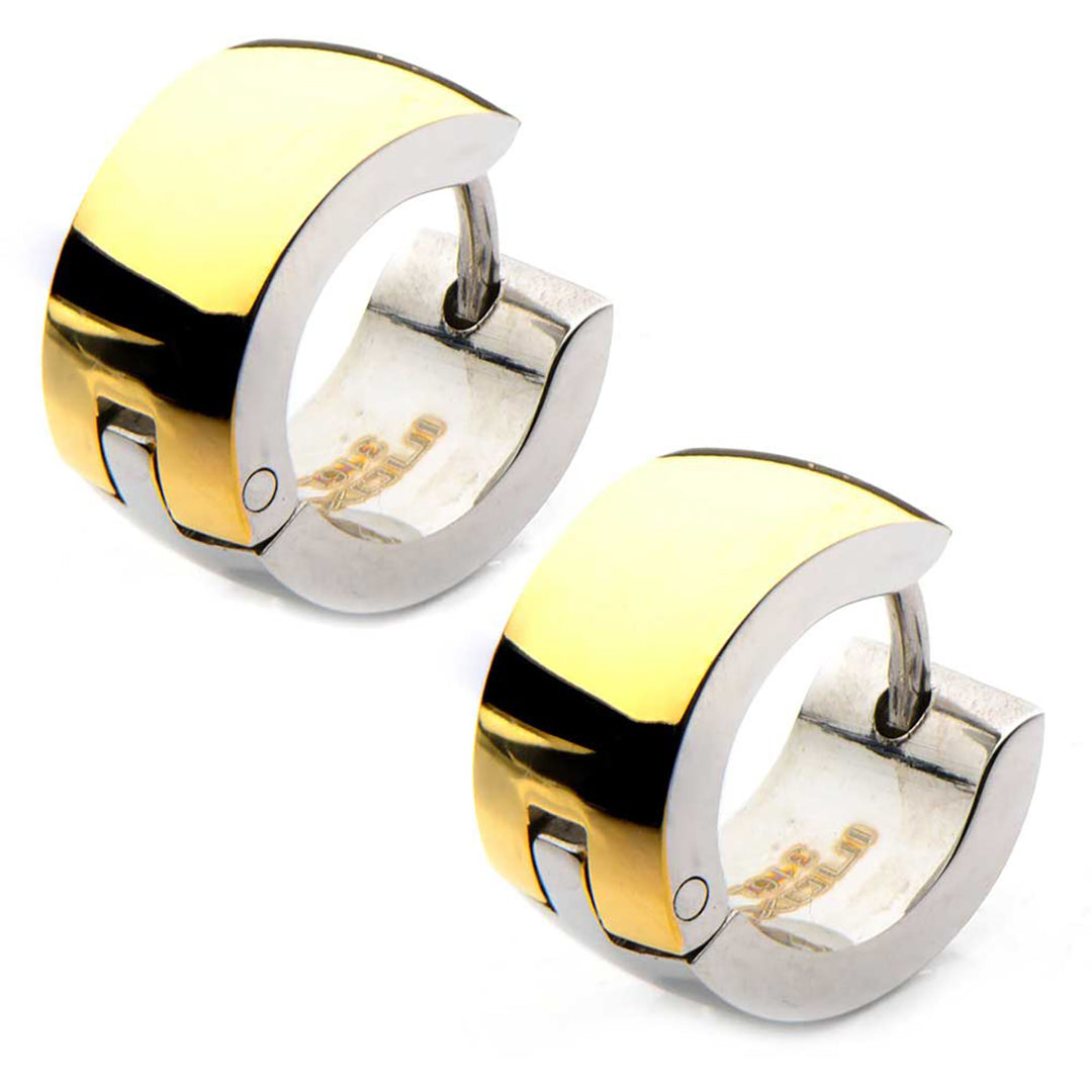 Gold IP & Steel Inside Out Huggies Earrings