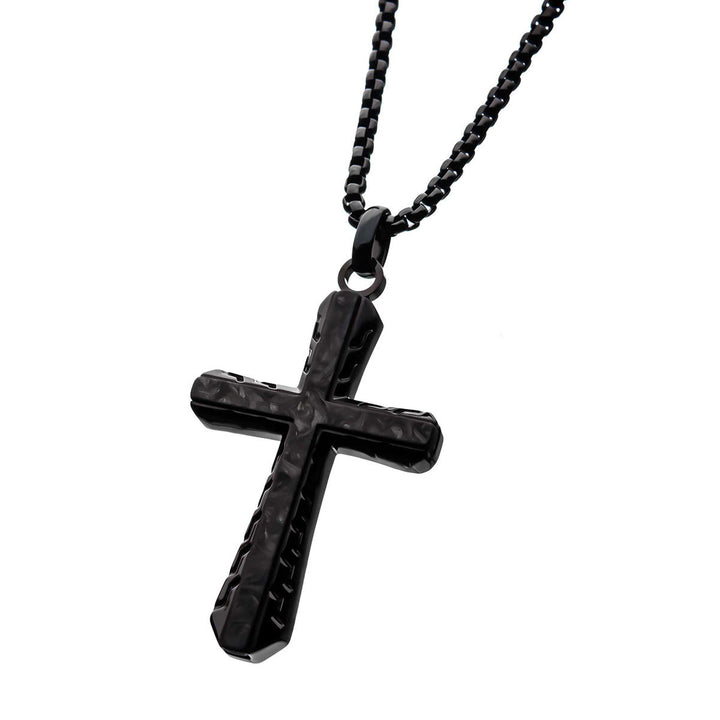 Steel Black Carbon Graphite Sepulchre Cross Pendant