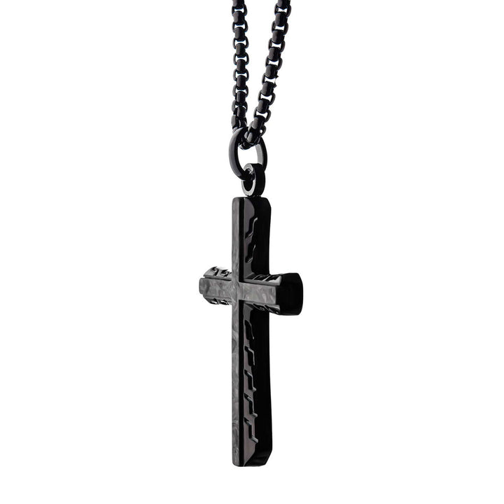 Steel Black Carbon Graphite Sepulchre Cross Pendant