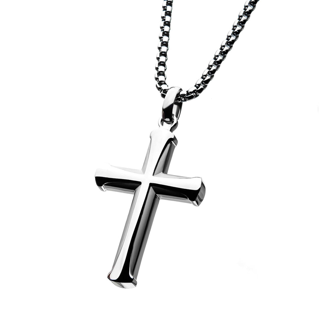 Stainless Steel Apostle Cross Pendant with Steel Bold Box Chain