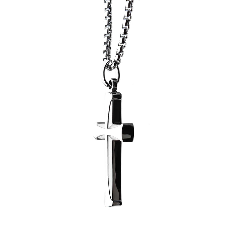 Stainless Steel Apostle Cross Pendant with Steel Bold Box Chain