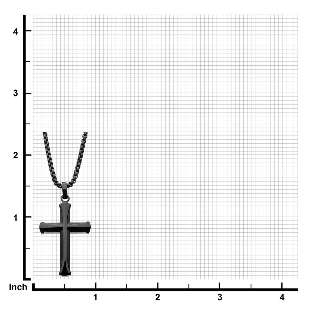 Stainless Steel Black IP Apostle Cross Pendant with Chain