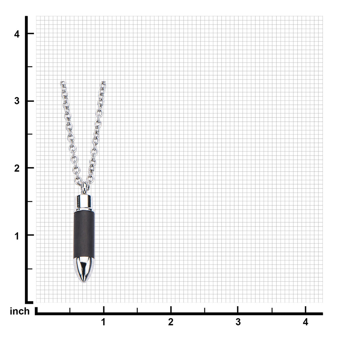 Stainless Steel & Carbon Graphite Bullet Pendant with Chain