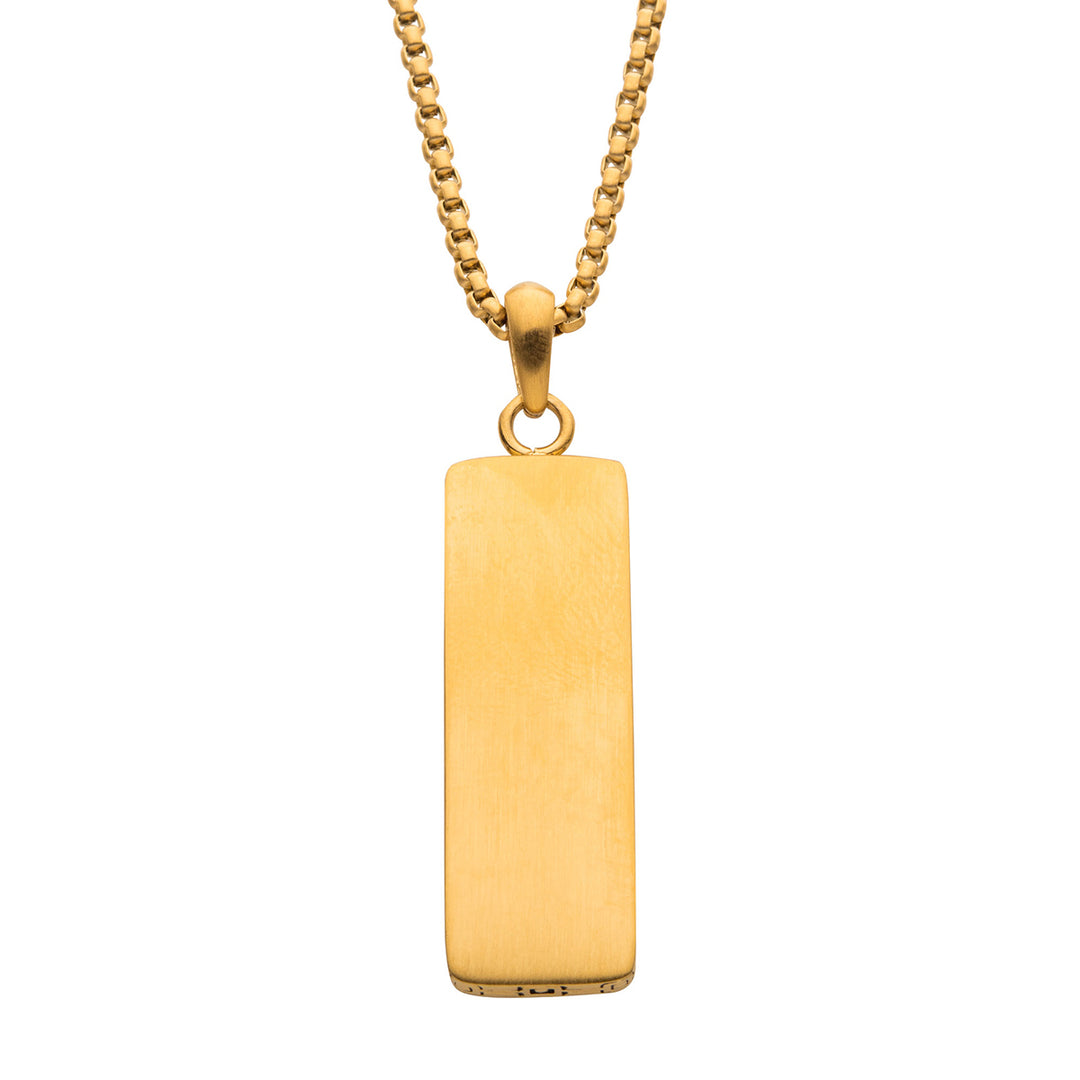 18Kt Gold IP Engravable Drop Pendant with Round Box Chain