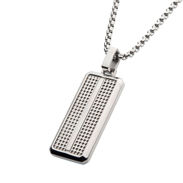 Steel Streamline Dog Tag Pendant with Bold Box Chain