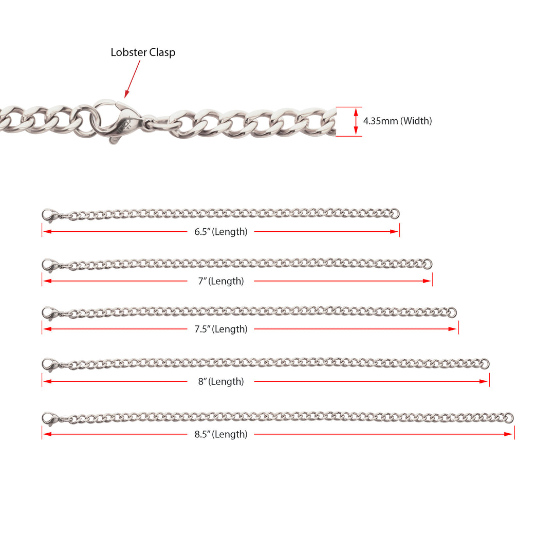 4.35mm Titanium Flat Curb Chain Bracelet