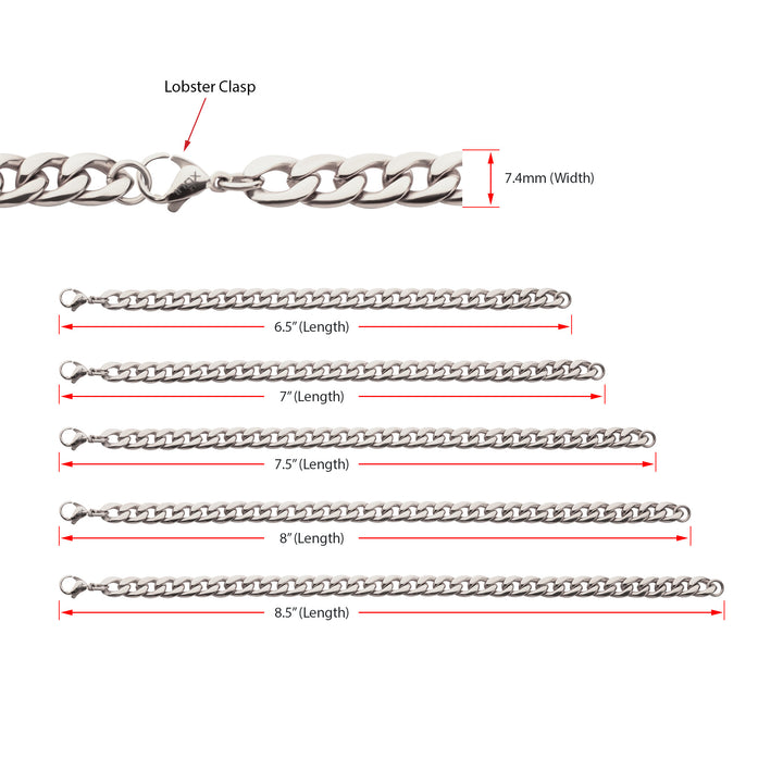 7.4mm Titanium Curb Chain Bracelet