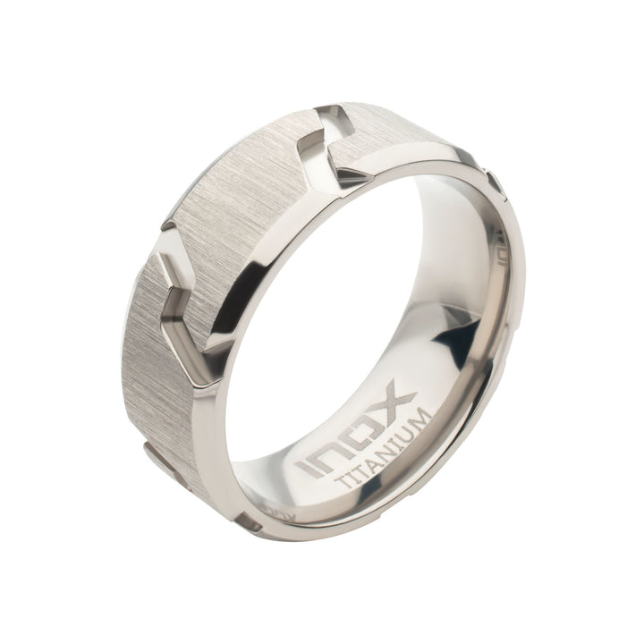 Titanium Tread Pattern Ring with Half Sizes