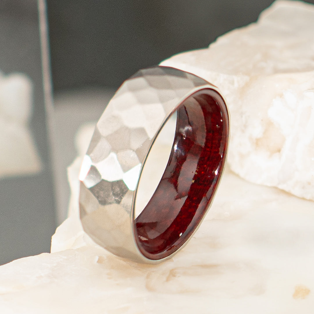 Titanium & Redwood Matte Finish Mosaic Comfort Fit Ring