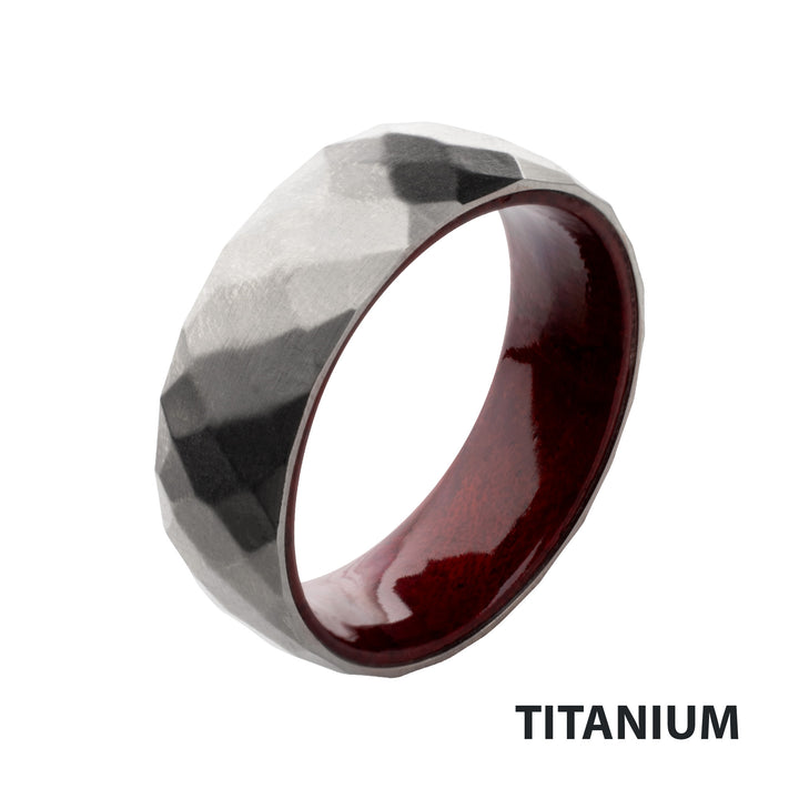 Titanium & Redwood Matte Finish Mosaic Comfort Fit Ring