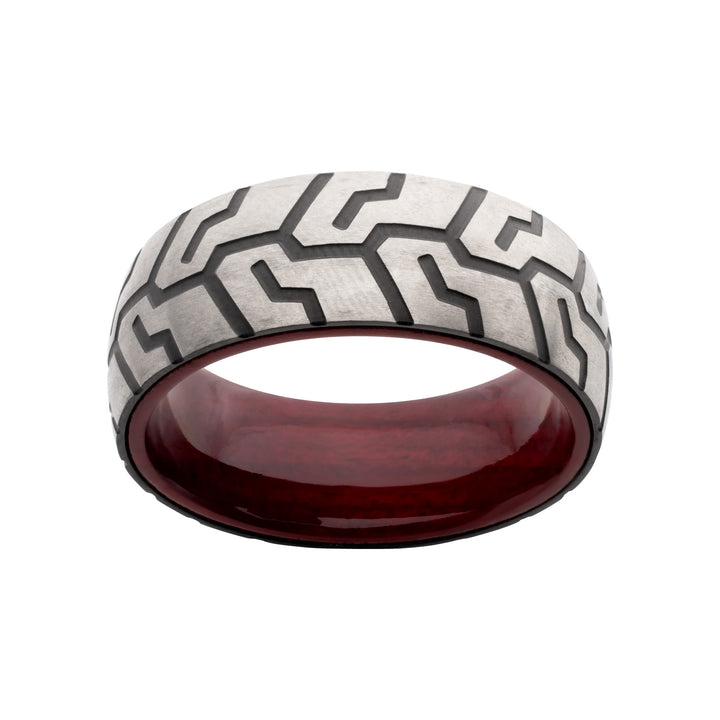 Titanium & Redwood Matte Finish Tiremark Comfort Fit Ring