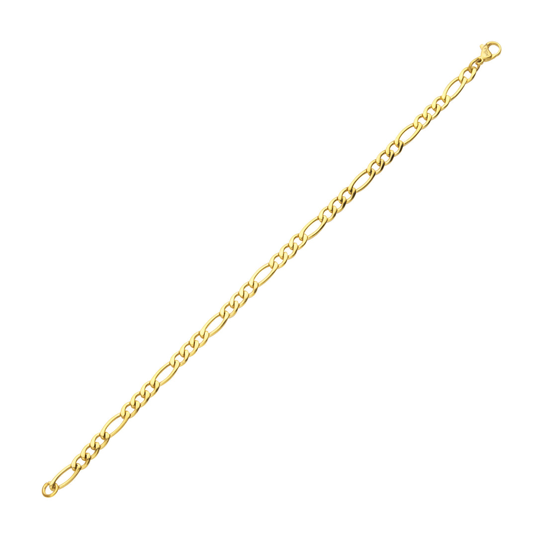 4.7mm 18Kt Gold IP Titanium Figaro Chain Bracelet