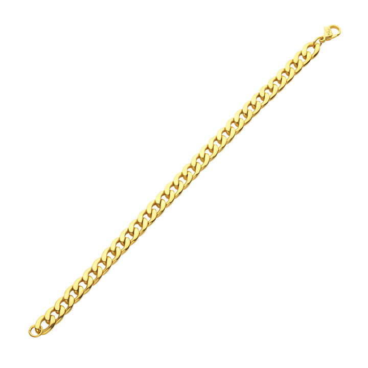 7.4mm 18Kt Gold IP Titanium Curb Chain Bracelet