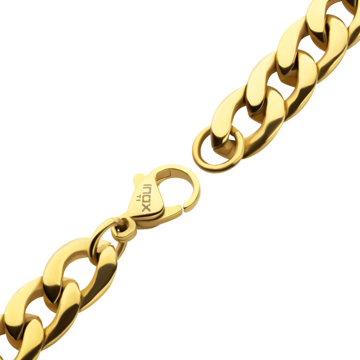 7.4mm 18Kt Gold IP Titanium Curb Chain Bracelet