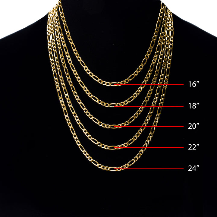 4.7mm 18Kt Gold IP Titanium Figaro Chain Necklace