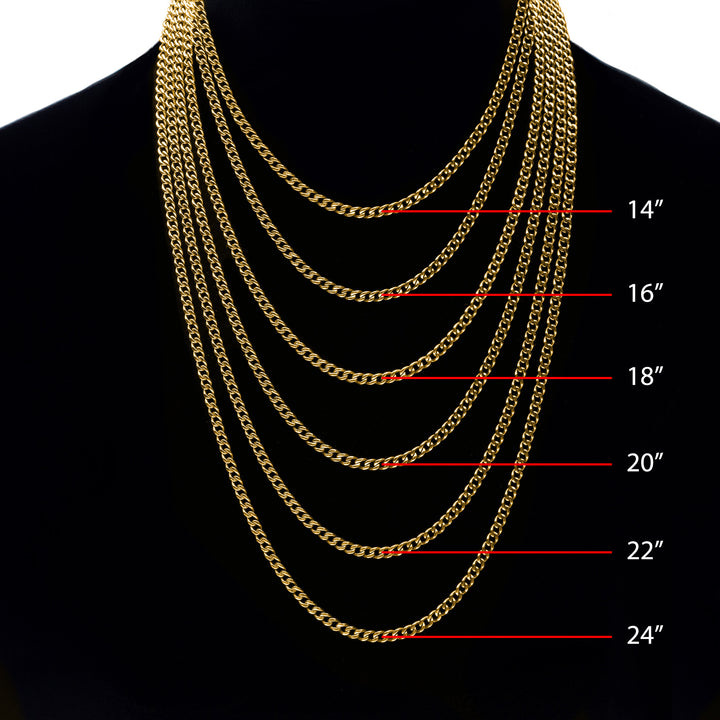 3.5mm 18Kt Gold IP Titanium Flat Curb Chain Necklace