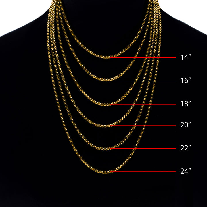 3mm 18Kt Gold IP Titanium Box Chain Necklace