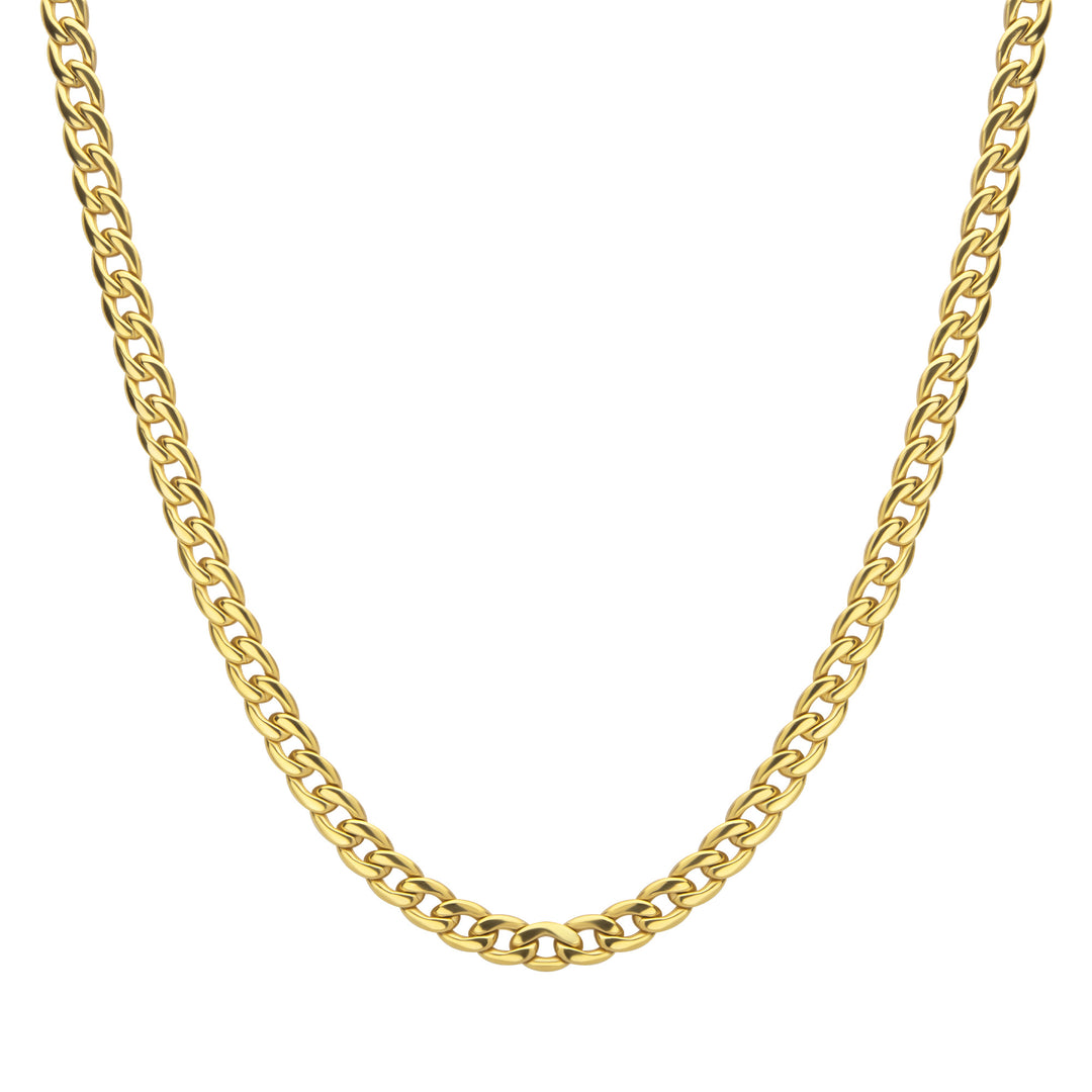 7.4mm 18Kt Gold IP Titanium Curb Chain Necklace