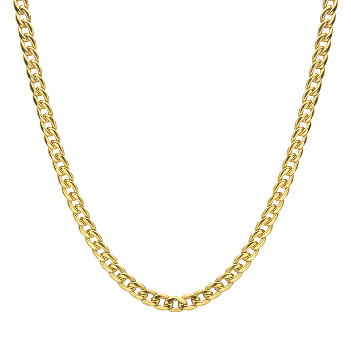 7.4mm 18Kt Gold IP Titanium Curb Chain Necklace