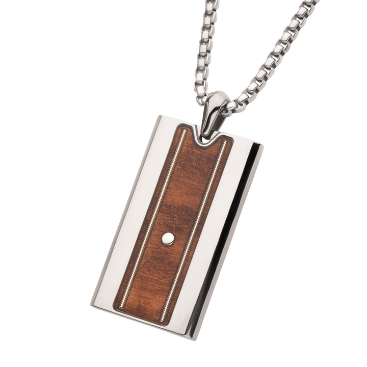 Titanium & Whiskey Barrel Wood Inlay with Embedded Guitar String Pendant