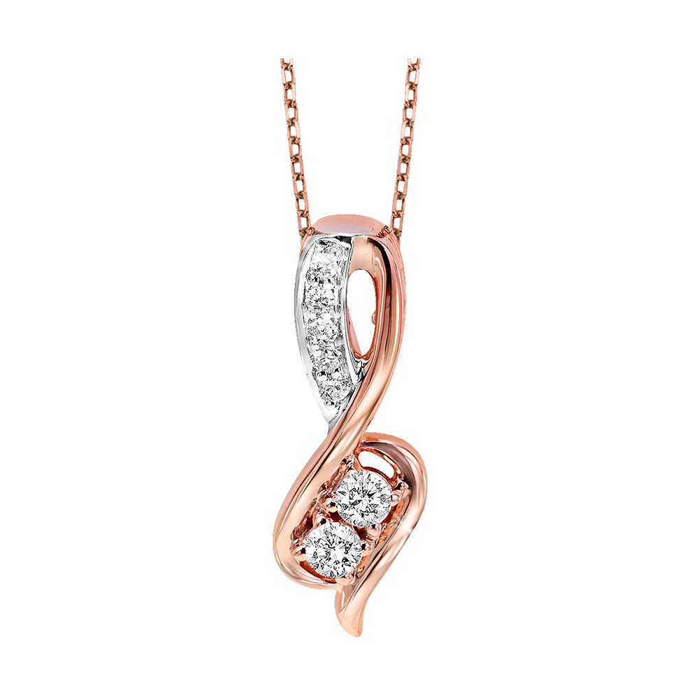 14Kt White Rose Gold Diamond 1/2Ctw Pendant