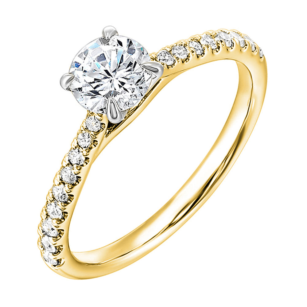 A vibrant micro pave set diamond provides an endless sparkle with the center focused look.