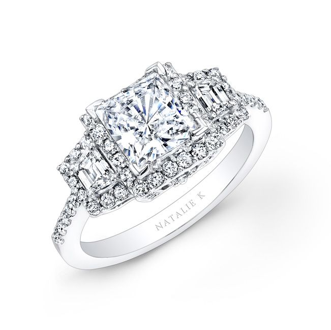 princess-cut three-stone engagement ring