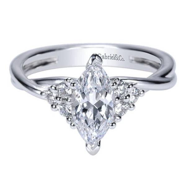 Gabriel and Co White Gold Marquise Diamond Criss Cross Band Ring