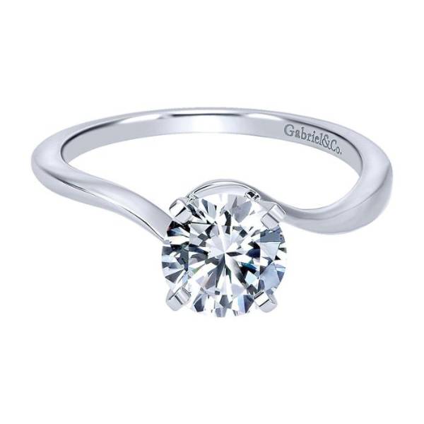 Gabriel and Co White Gold Round Solitaire Curved Band