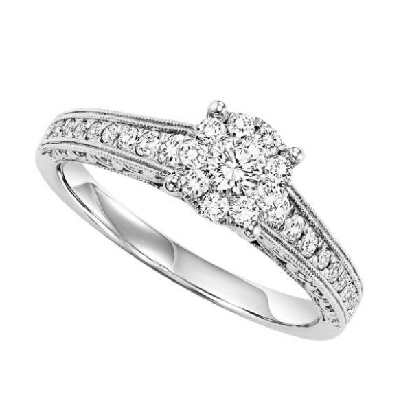 White Gold Cluster Diamond Engagement Ring