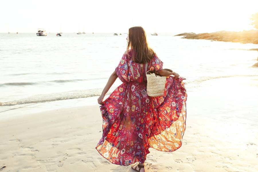 flowy dress on the beach